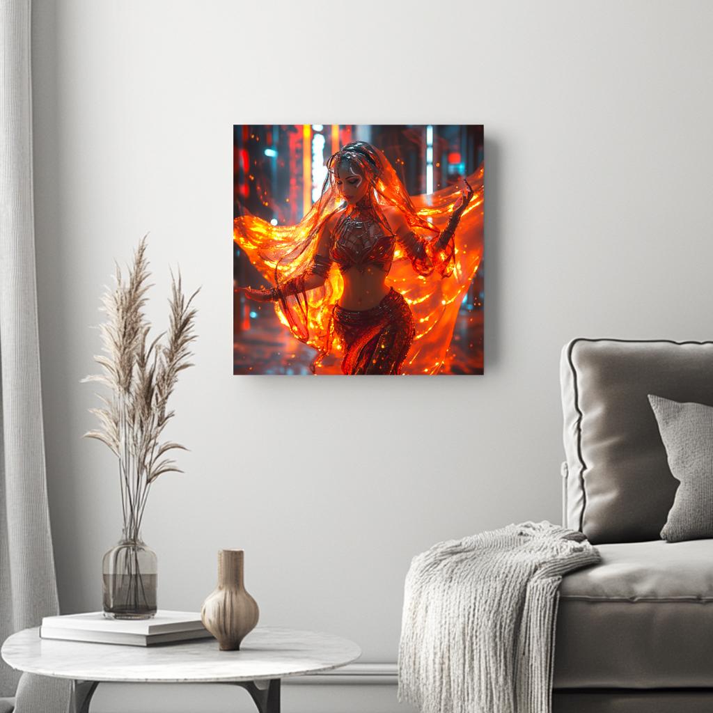 Cyberpunk Shimmy III Belly Dance Canvas Art 16 in x 16 in