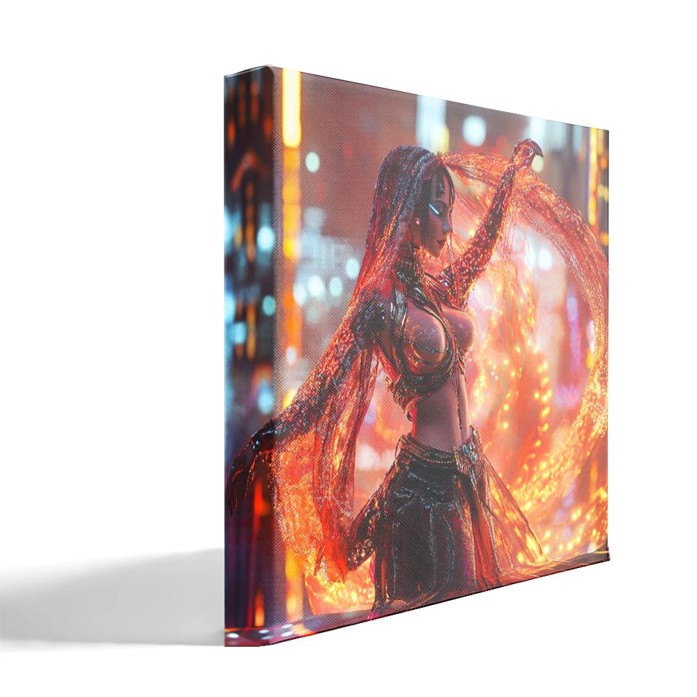 Cyberpunk Shimmy IV Belly Dance Canvas Art 16 in x 16 in