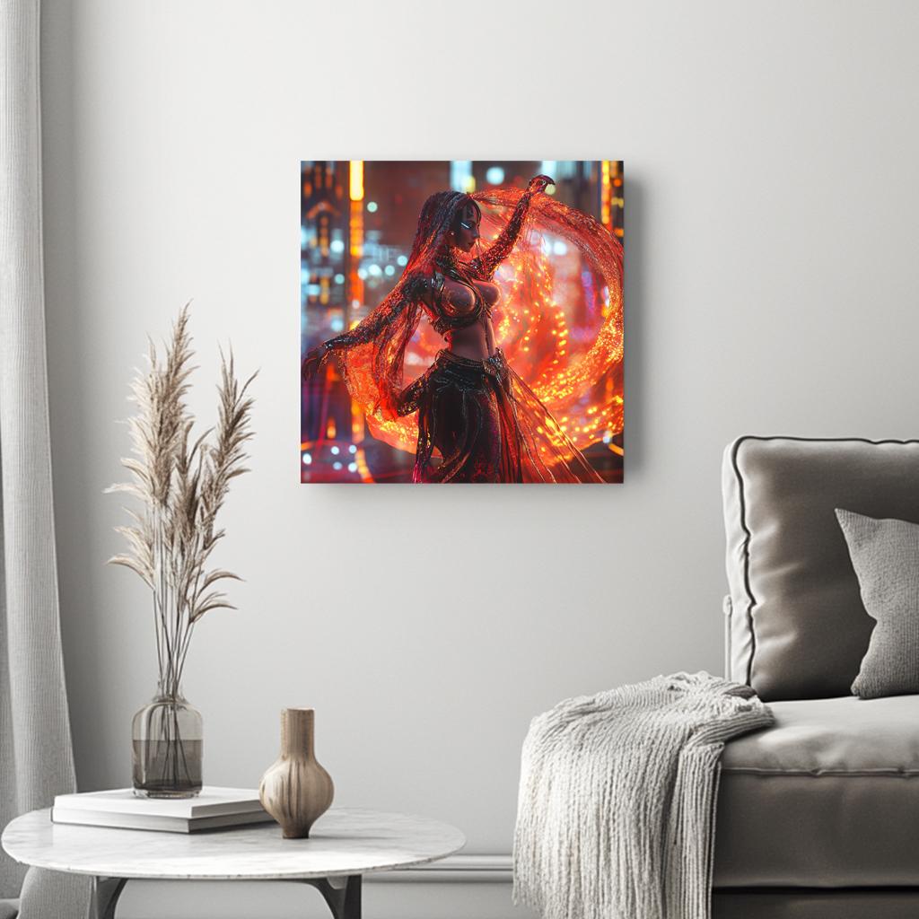 Cyberpunk Shimmy IV Belly Dance Canvas Art 16 in x 16 in