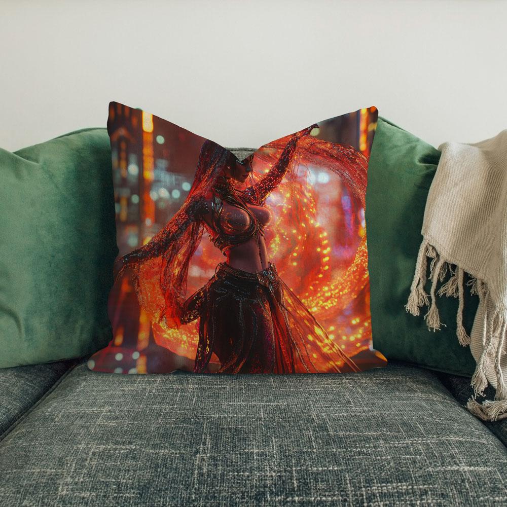 Cyberpunk Shimmy Iv Belly Dance Throw Pillow 18 in x 18 in