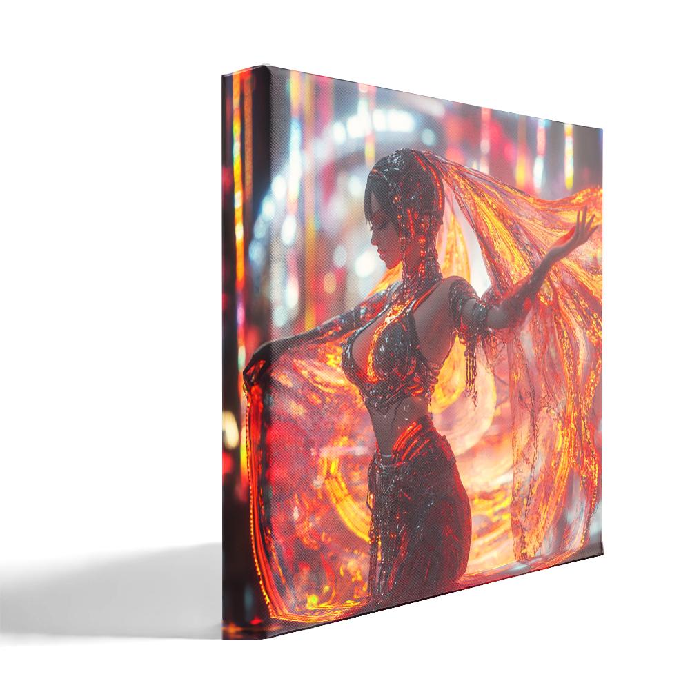 Cyberpunk Shimmy V Belly Dance Canvas Art 16 in x 16 in