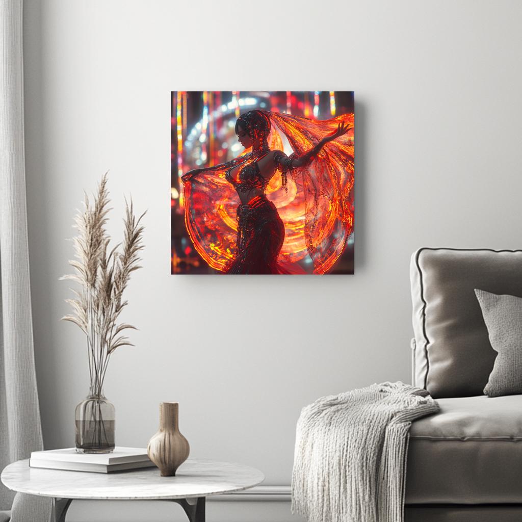 Cyberpunk Shimmy V Belly Dance Canvas Art 16 in x 16 in