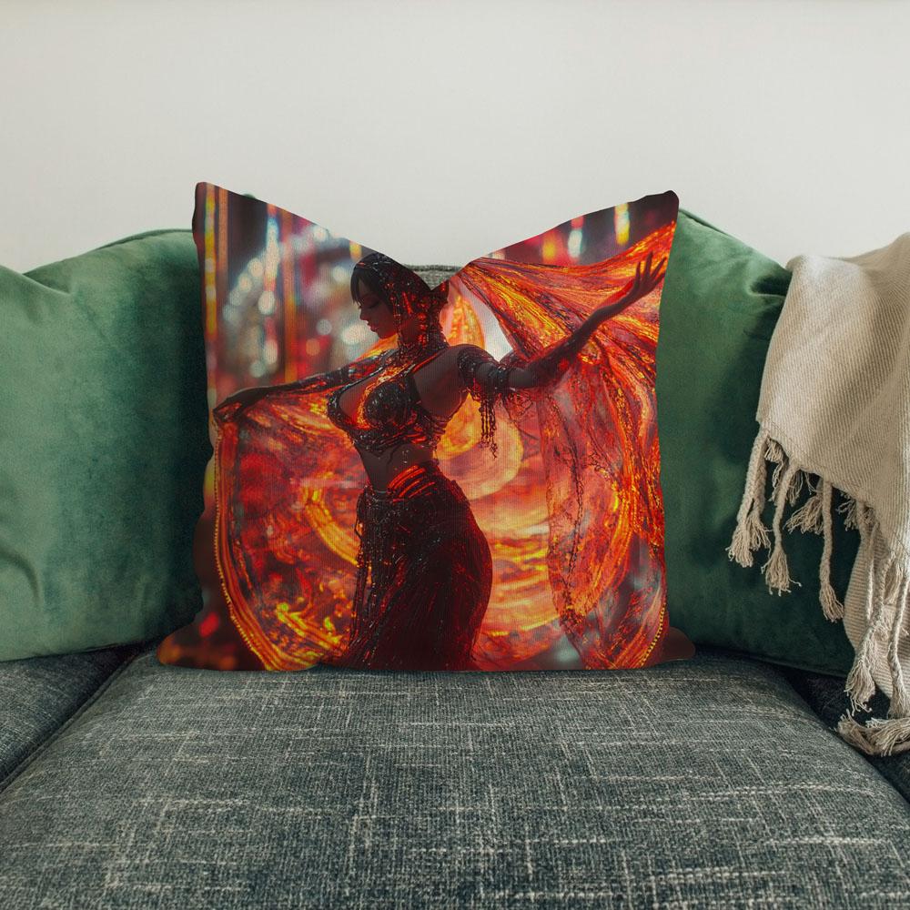 Cyberpunk Shimmy V Belly Dance Throw Pillow 18 in x 18 in