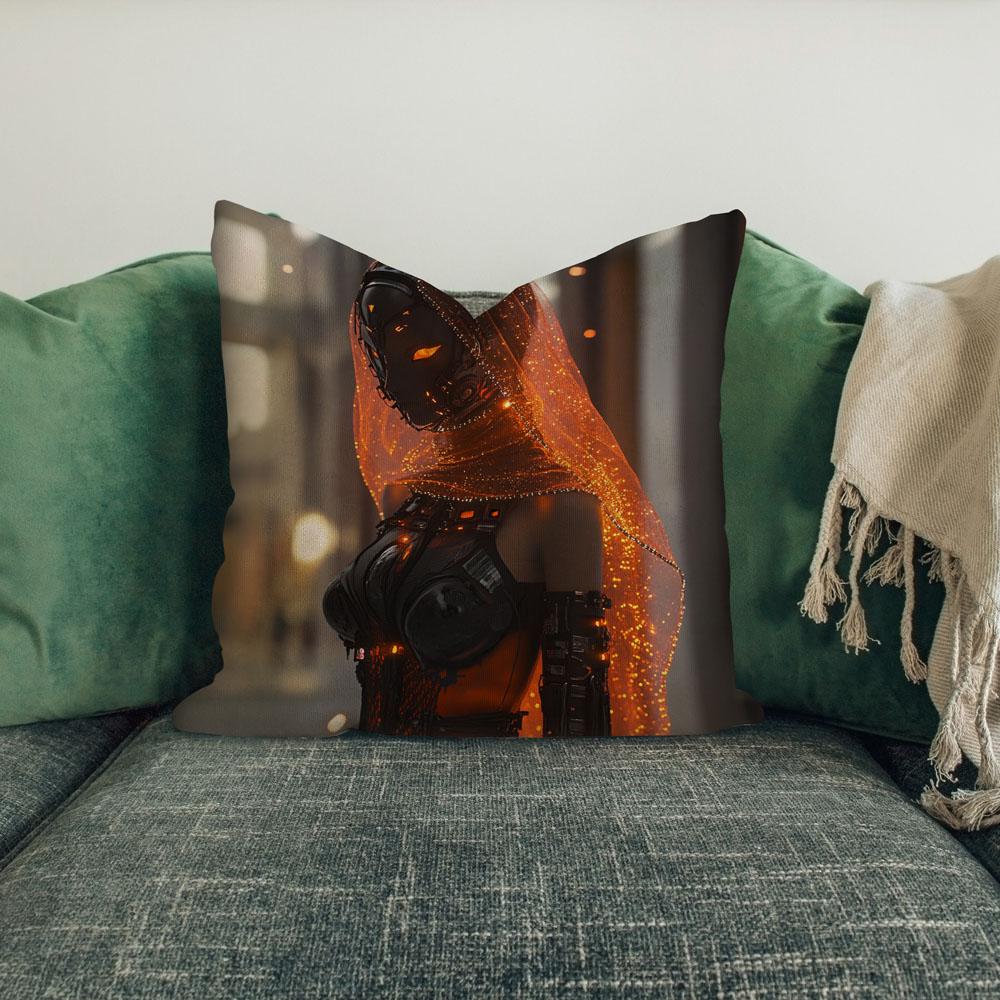 Cyberpunk Shimmy Vi Belly Dance Throw Pillow 18 in x 18 in