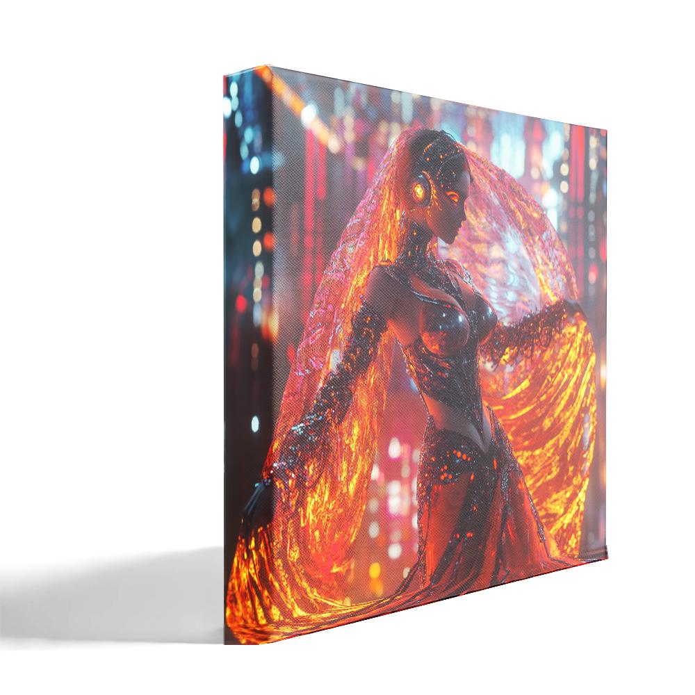 Cyberpunk Shimmy VII Belly Dance Canvas Art 16 in x 16 in