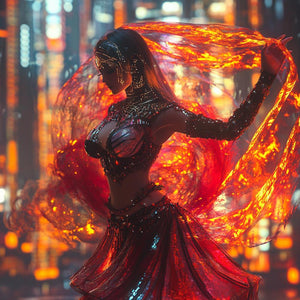 Cyberpunk Shimmy VIII Vintage Red - Belly Dance Art Download
