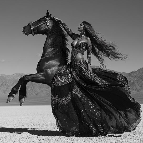 Dancer and Horse I Watercolor Purple - Belly Dance Art Download