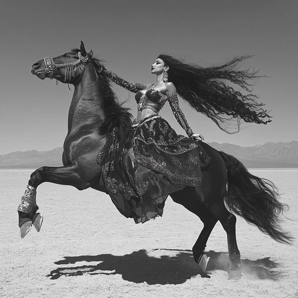 Dancer and Horse II Watercolor Purple - Belly Dance Art Download