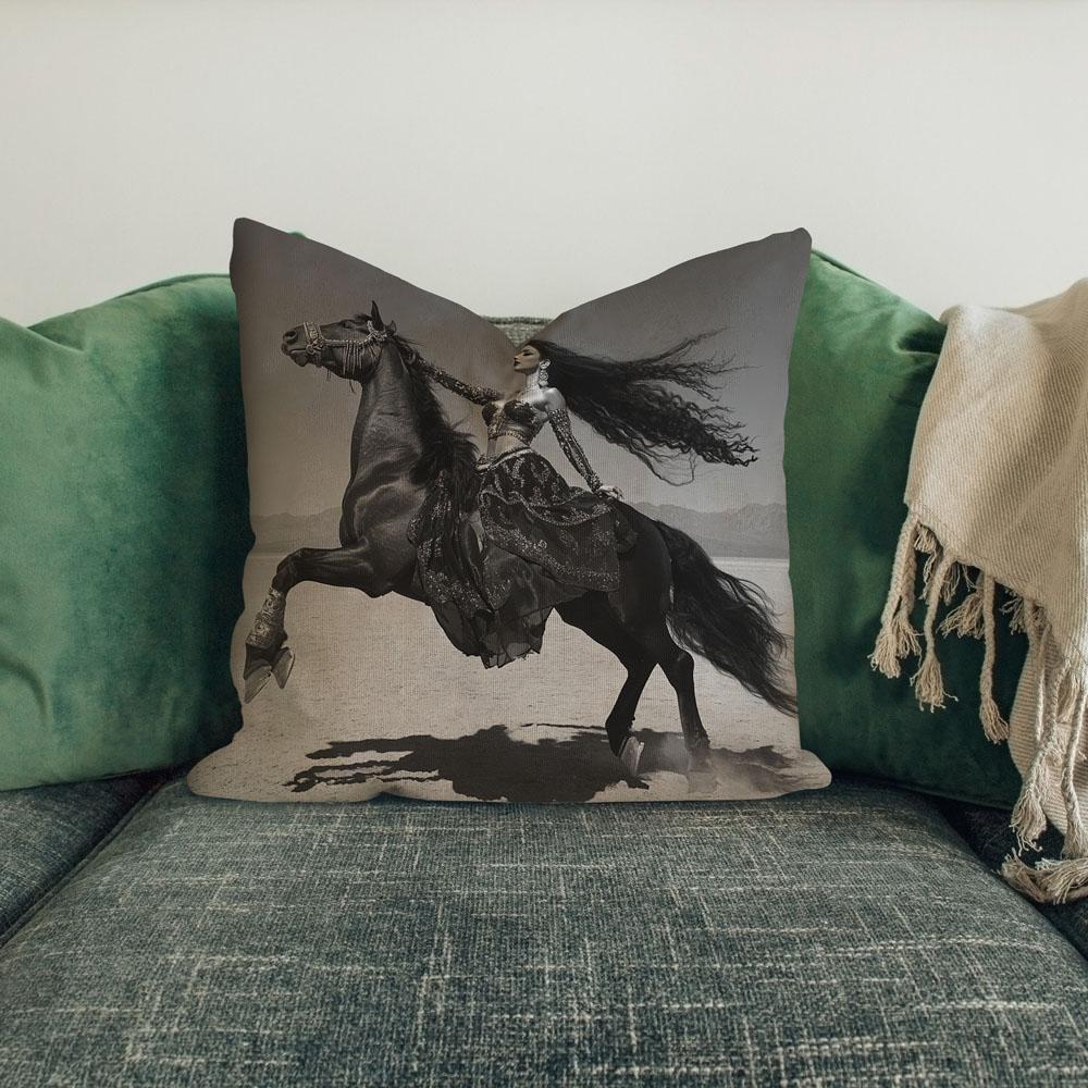 Dancer And Horse Ii Belly Dance Throw Pillow 18 in x 18 in
