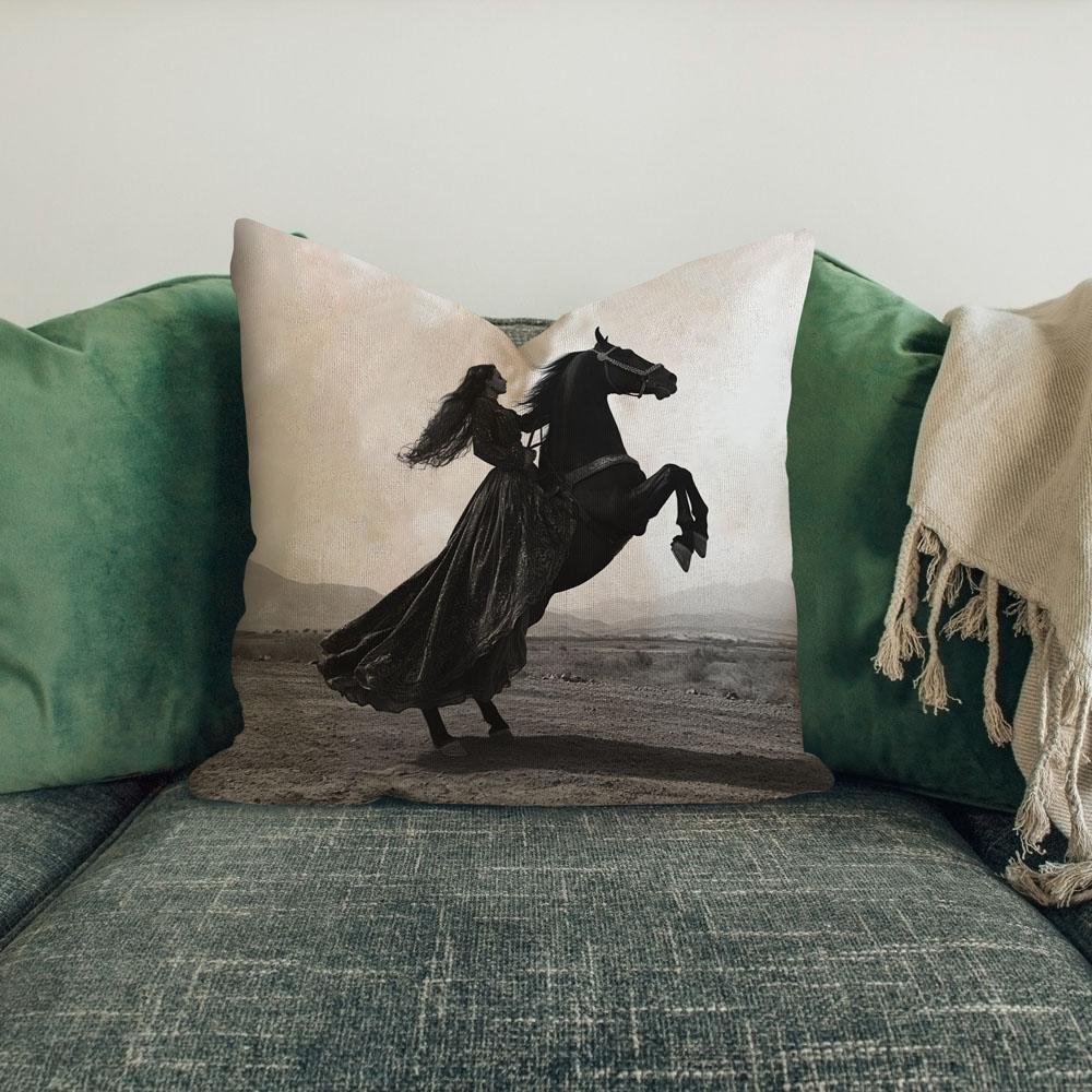 Dancer And Horse Iii Belly Dance Throw Pillow 18 in x 18 in