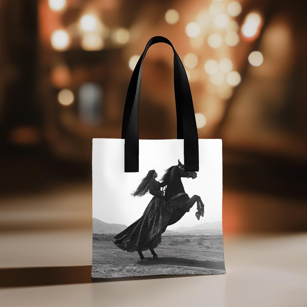 Dancer and Horse III Watercolor Purple - Belly Dance Fashion Tote Bag