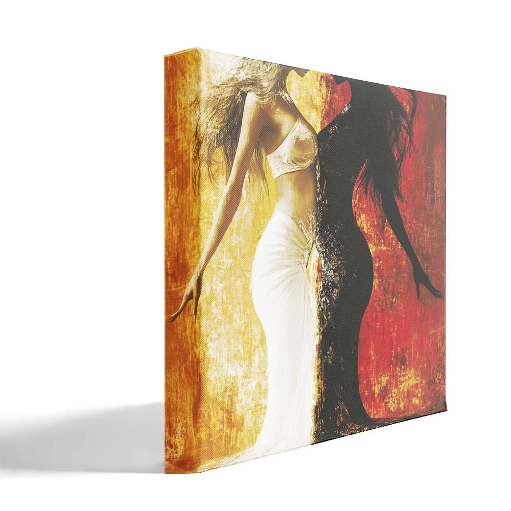 Dark vs Light I Belly Dance Canvas Art 16 in x 16 in