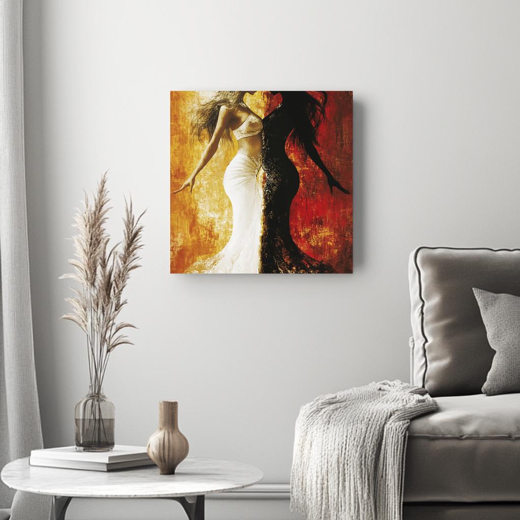 Dark vs Light I Belly Dance Canvas Art 16 in x 16 in