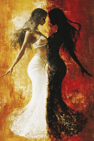 Dark vs Light I Watercolor Purple - Belly Dance Art Download