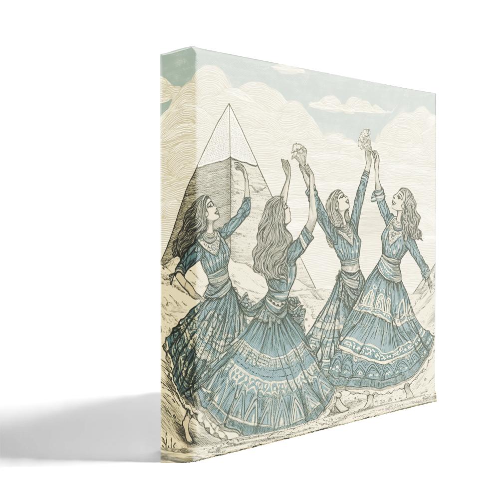 Drawn to the Pyramids I Belly Dance Canvas Art 16 in x 16 in