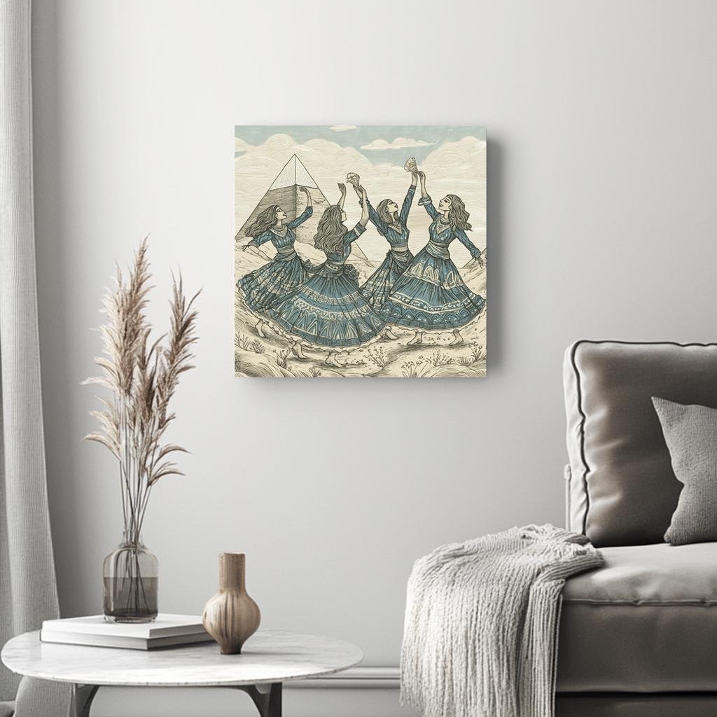 Drawn to the Pyramids I Belly Dance Canvas Art 16 in x 16 in