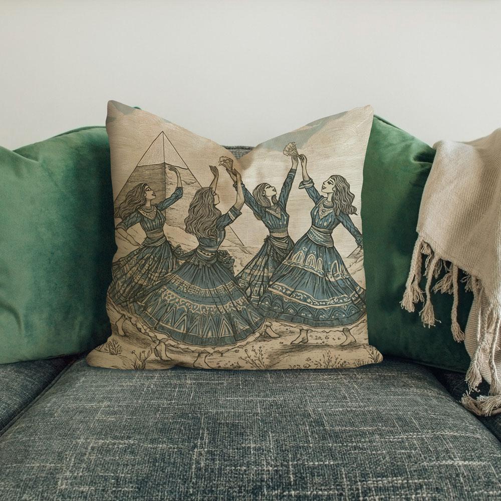 Drawn To The Pyramids I Belly Dance Throw Pillow 18 in x 18 in