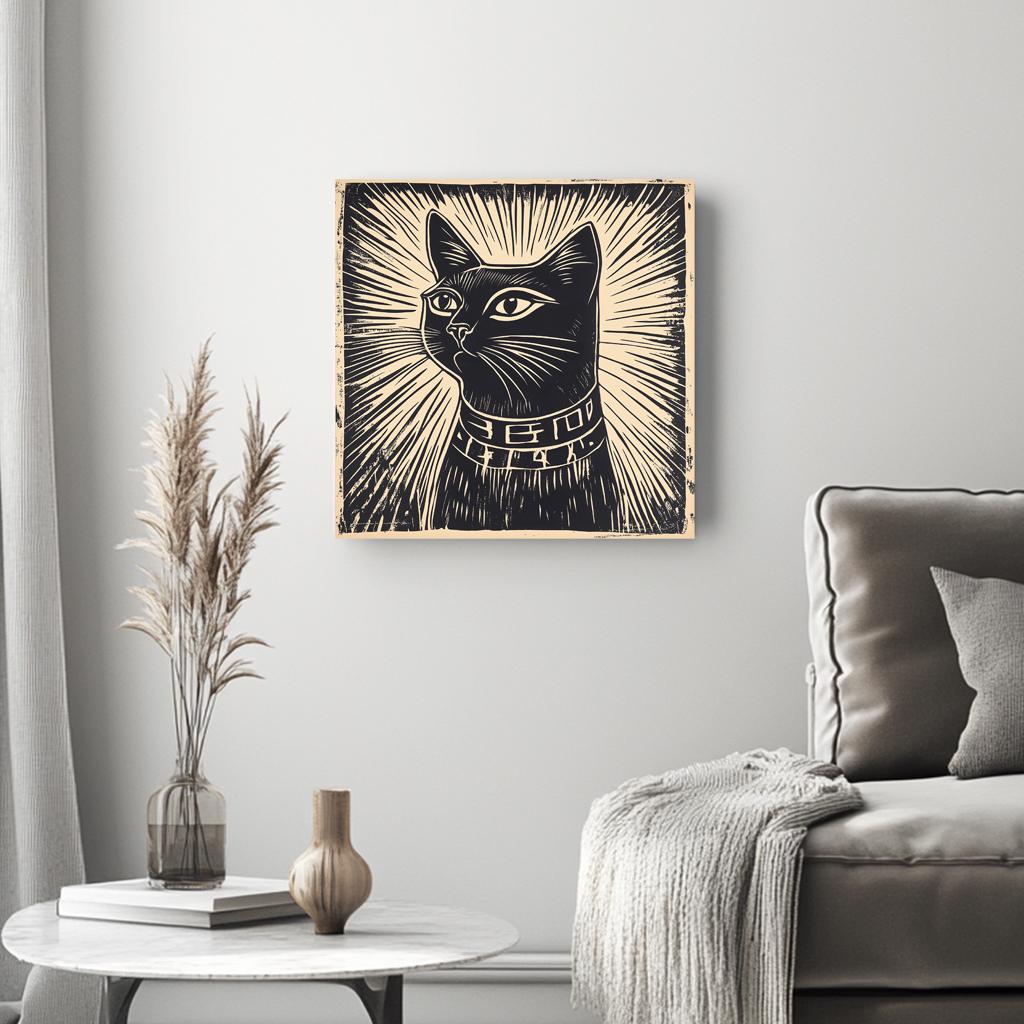 Egyptian Cat Block I Belly Dance Canvas Art 16 in x 16 in