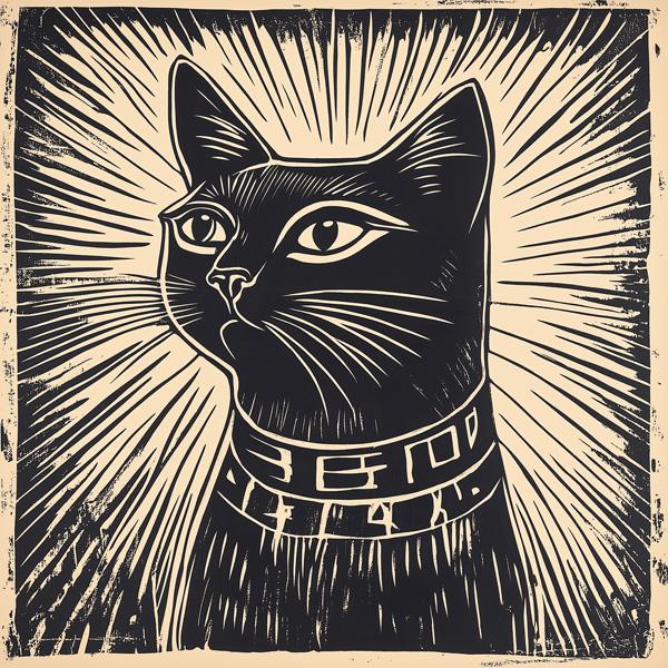 Egyptian Cat Block I Watercolor Purple - Belly Dance Art Download