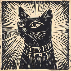 Egyptian Cat Block I Watercolor Purple - Belly Dance Art Download