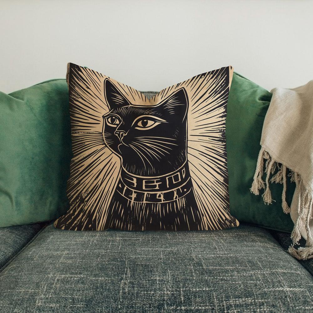 Egyptian Cat Block I Belly Dance Throw Pillow 18 in x 18 in