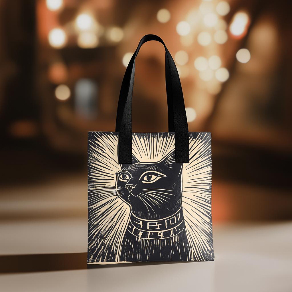 Egyptian Cat Block I Watercolor Purple - Belly Dance Fashion Tote Bag