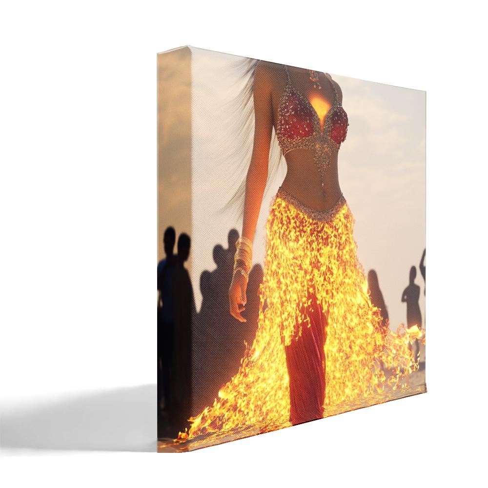 Fire Goddess Walks I Belly Dance Canvas Art 16 in x 16 in