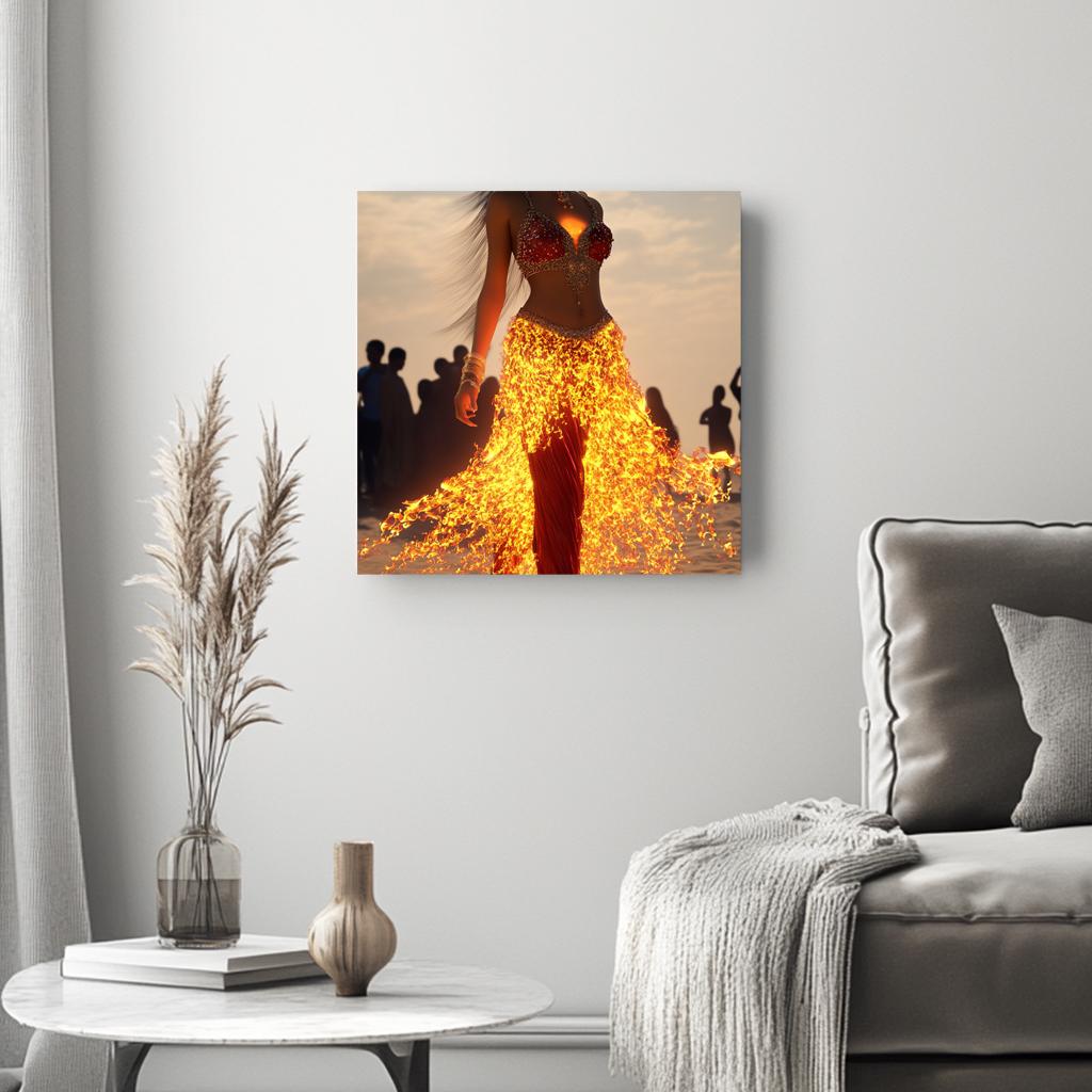 Fire Goddess Walks I Belly Dance Canvas Art 16 in x 16 in