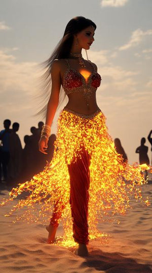 Fire Goddess Walks I Watercolor Purple - Belly Dance Art Download