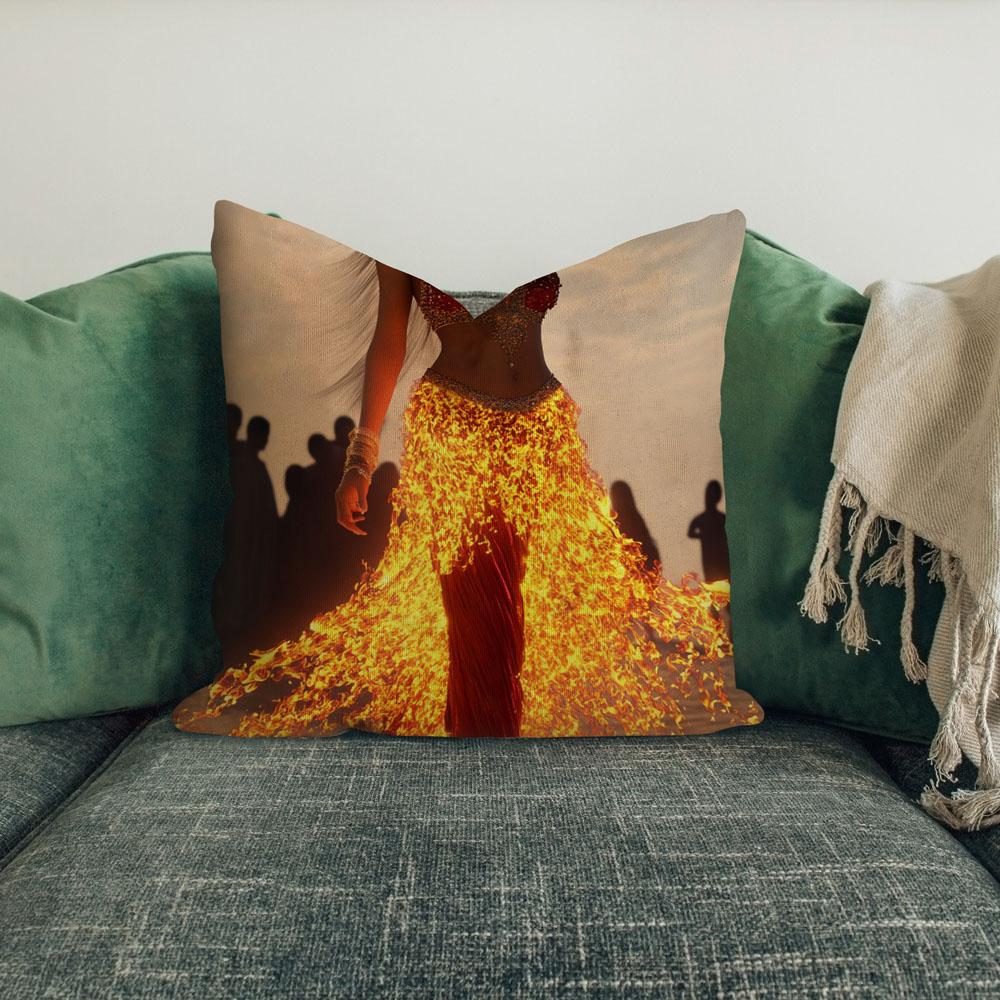 Fire Goddess Walks I Belly Dance Throw Pillow 18 in x 18 in