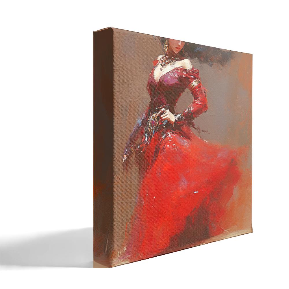 Fire Pastel Solo I Belly Dance Canvas Art 16 in x 16 in