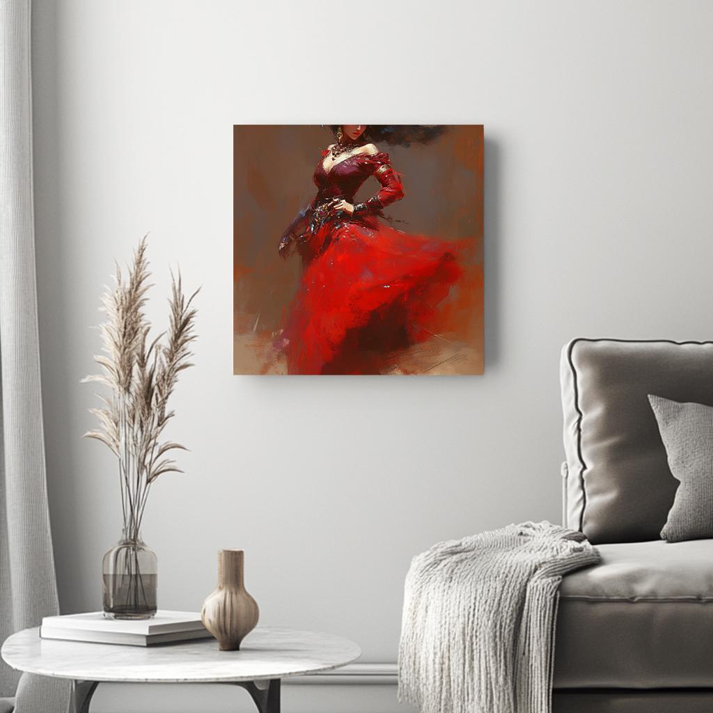 Fire Pastel Solo I Belly Dance Canvas Art 16 in x 16 in