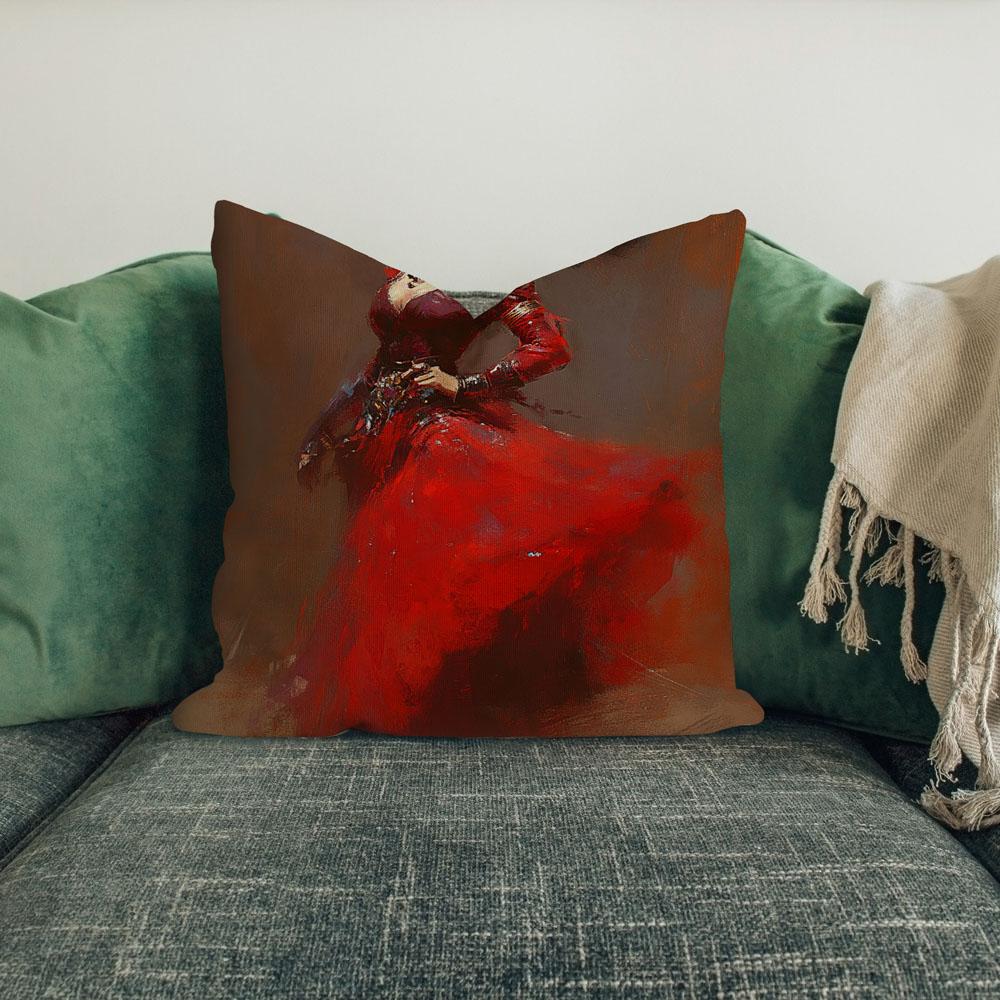 Fire Pastel Solo I Belly Dance Throw Pillow 18 in x 18 in