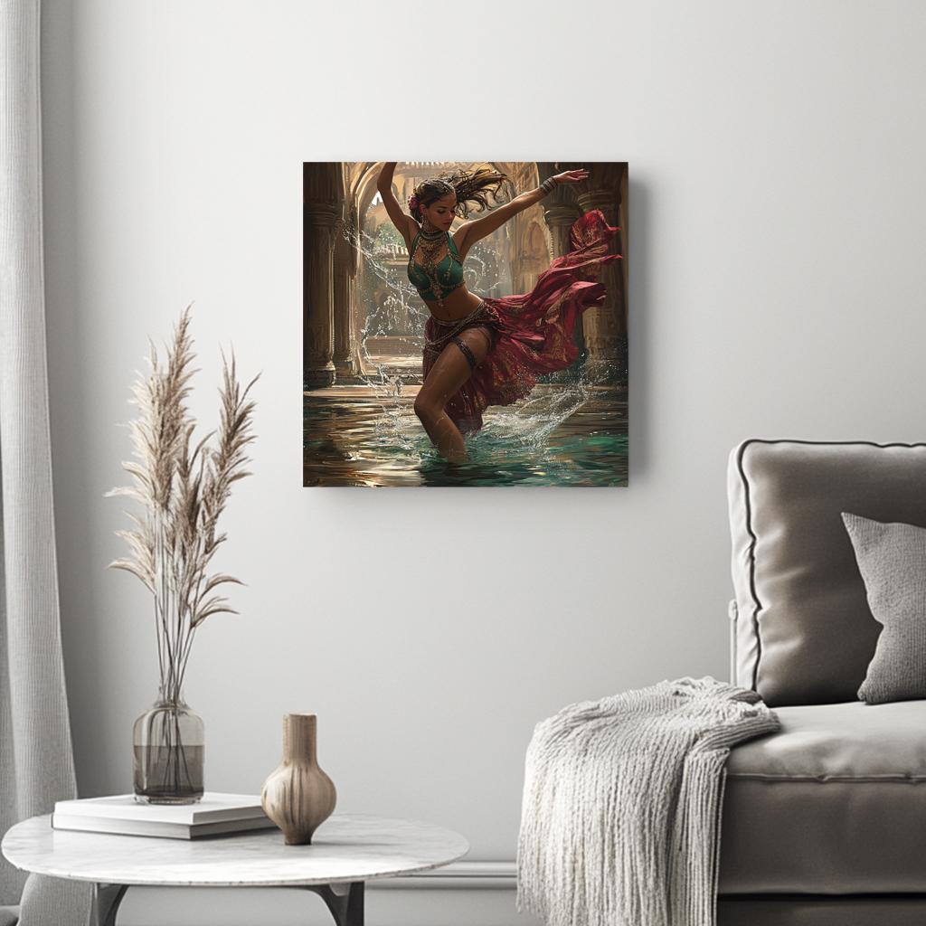 Fountain Dance I Belly Dance Canvas Art 16 in x 16 in