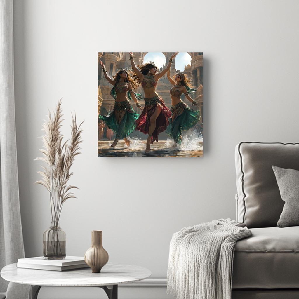 Fountain Dance II Belly Dance Canvas Art 16 in x 16 in