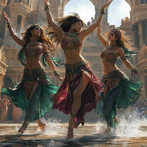 Fountain Dance II Vintage Red - Belly Dance Art Download