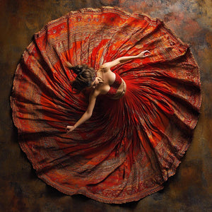 Full Circle Perspective II Vintage Red - Belly Dance Art Download