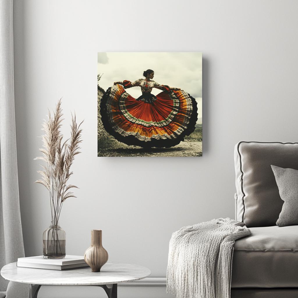 Full Circle Skirt I Belly Dance Canvas Art 16 in x 16 in