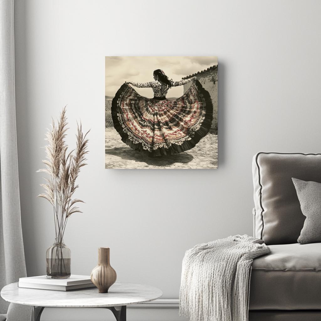 Full Circle Skirt II Belly Dance Canvas Art 16 in x 16 in