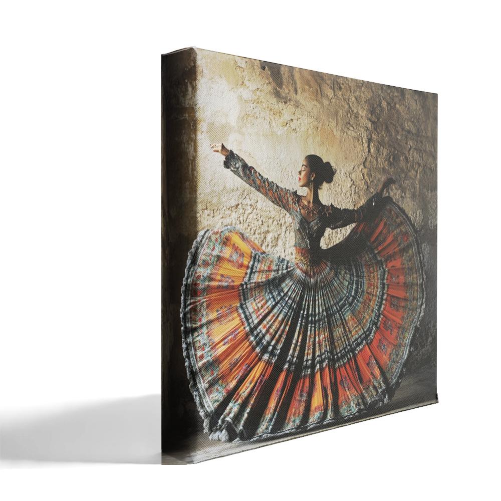 Full Circle Skirt III Belly Dance Canvas Art 16 in x 16 in