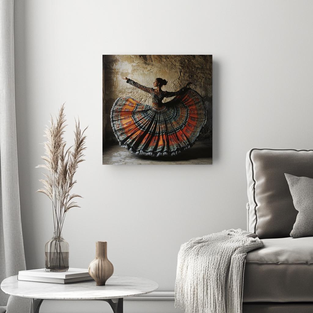 Full Circle Skirt III Belly Dance Canvas Art 16 in x 16 in