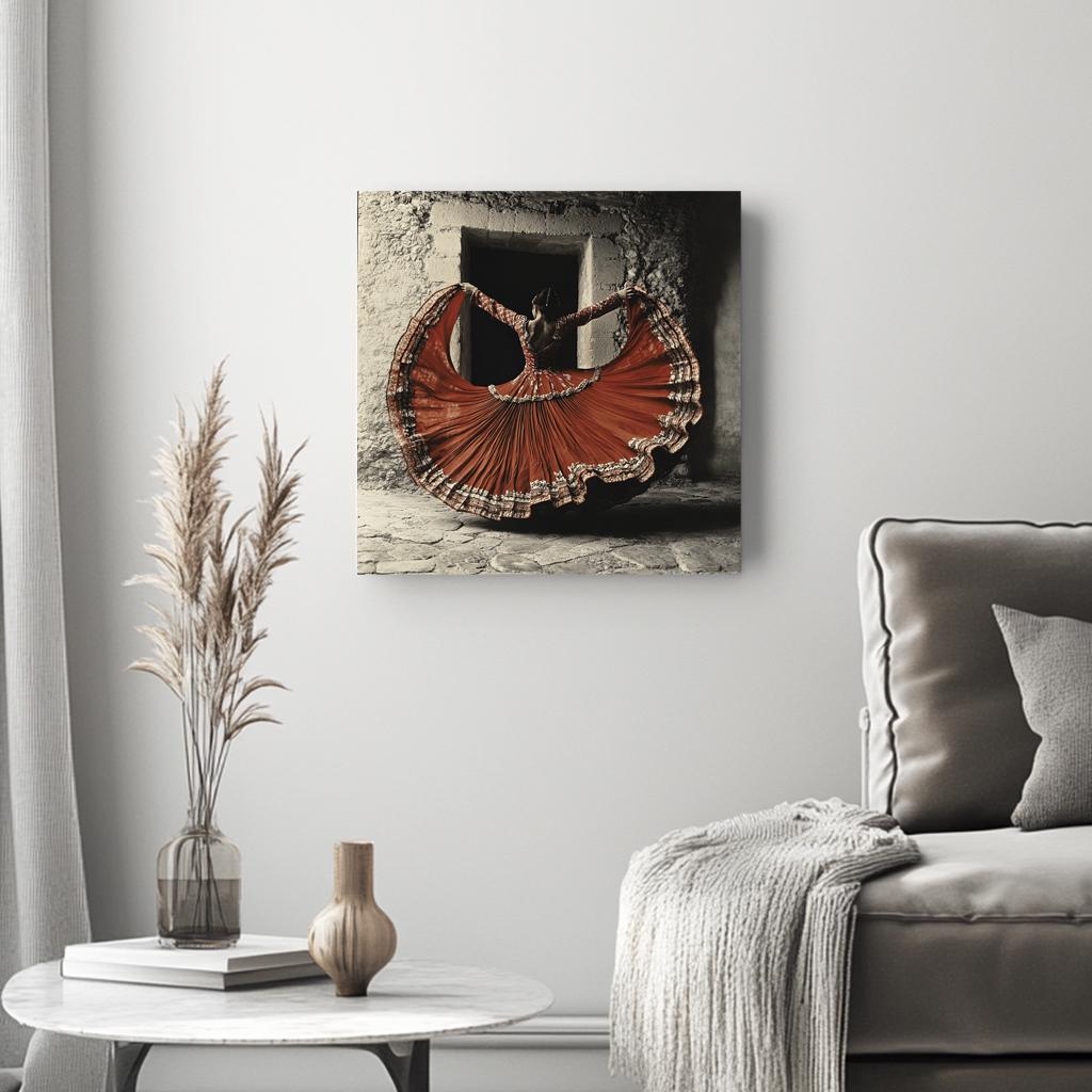 Full Circle Skirt IV Belly Dance Canvas Art 16 in x 16 in