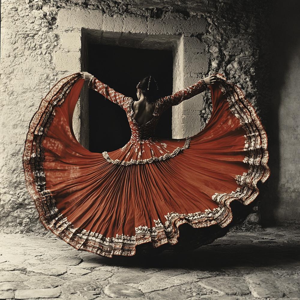 Full Circle Skirt IV Vintage Red - Belly Dance Art Download