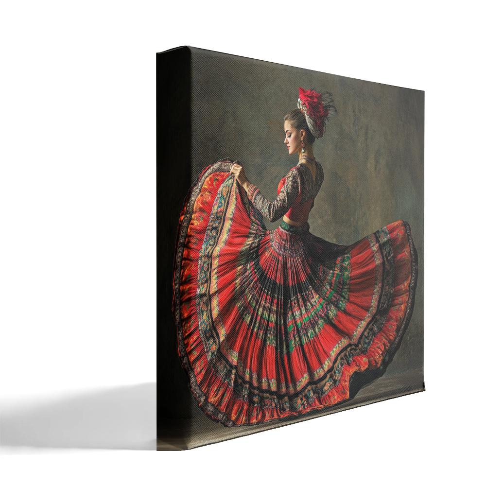 Full Circle Skirt V Belly Dance Canvas Art 16 in x 16 in