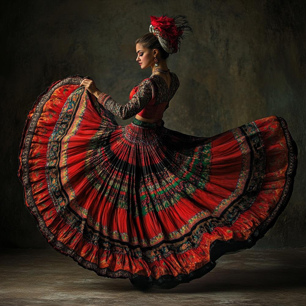 Full Circle Skirt V Vintage Red - Belly Dance Art Download