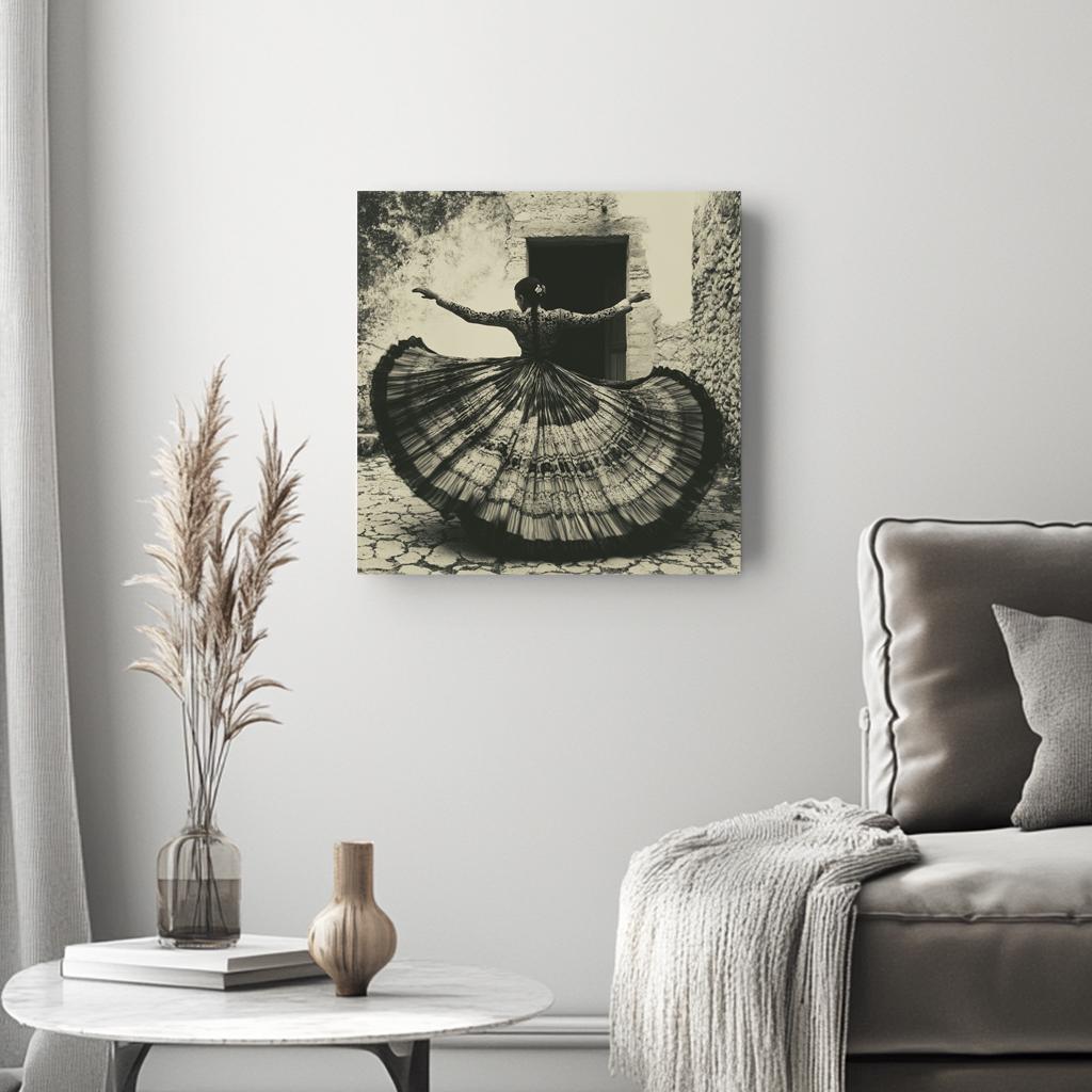 Full Circle Skirt VI Belly Dance Canvas Art 16 in x 16 in