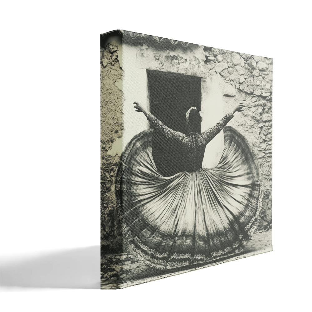 Full Circle Skirt VII Belly Dance Canvas Art 16 in x 16 in