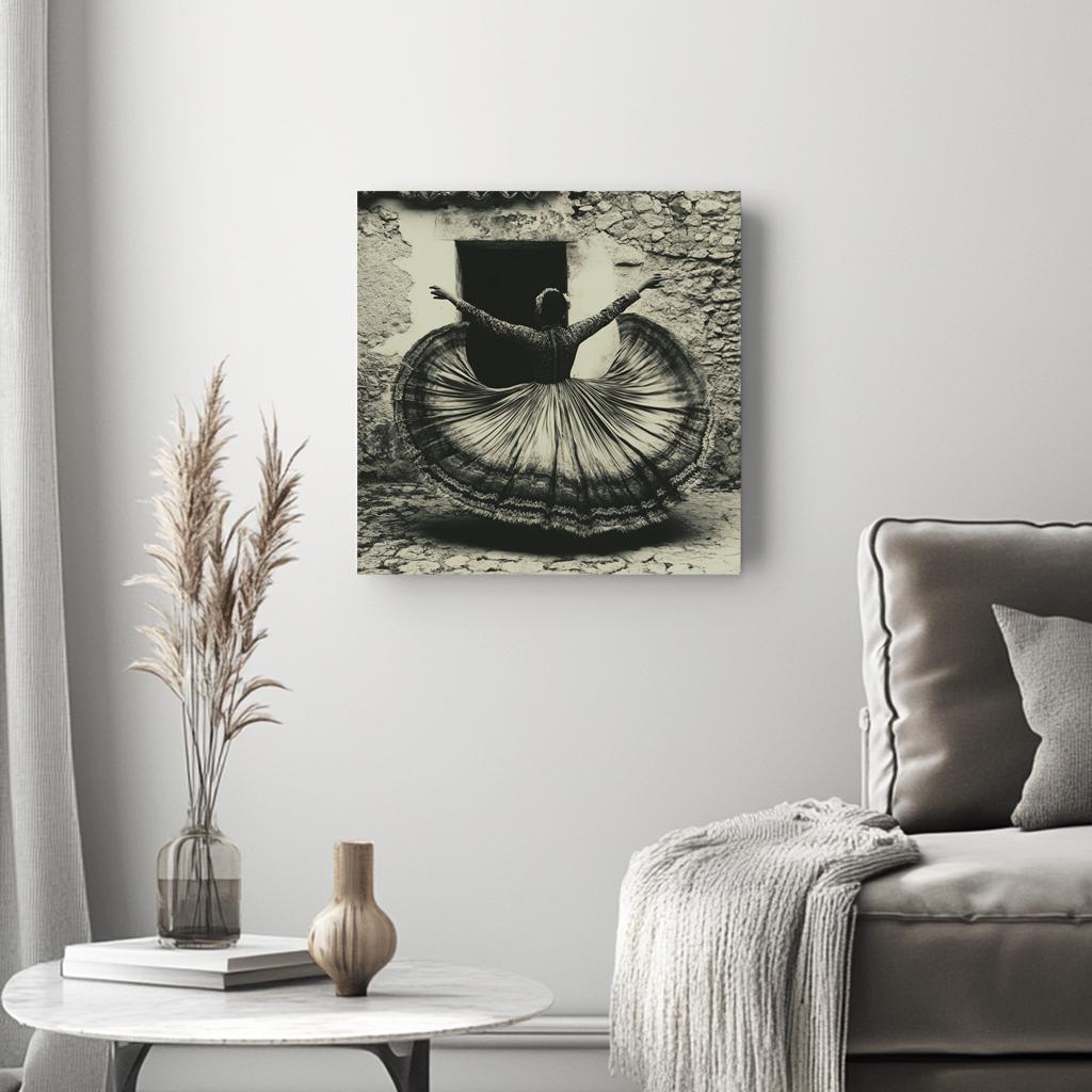 Full Circle Skirt VII Belly Dance Canvas Art 16 in x 16 in