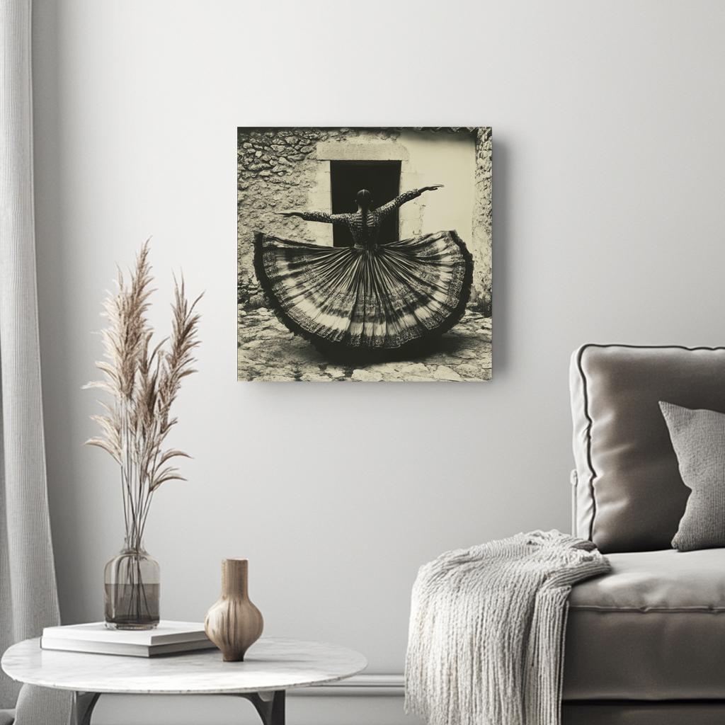 Full Circle Skirt VIII Belly Dance Canvas Art 16 in x 16 in