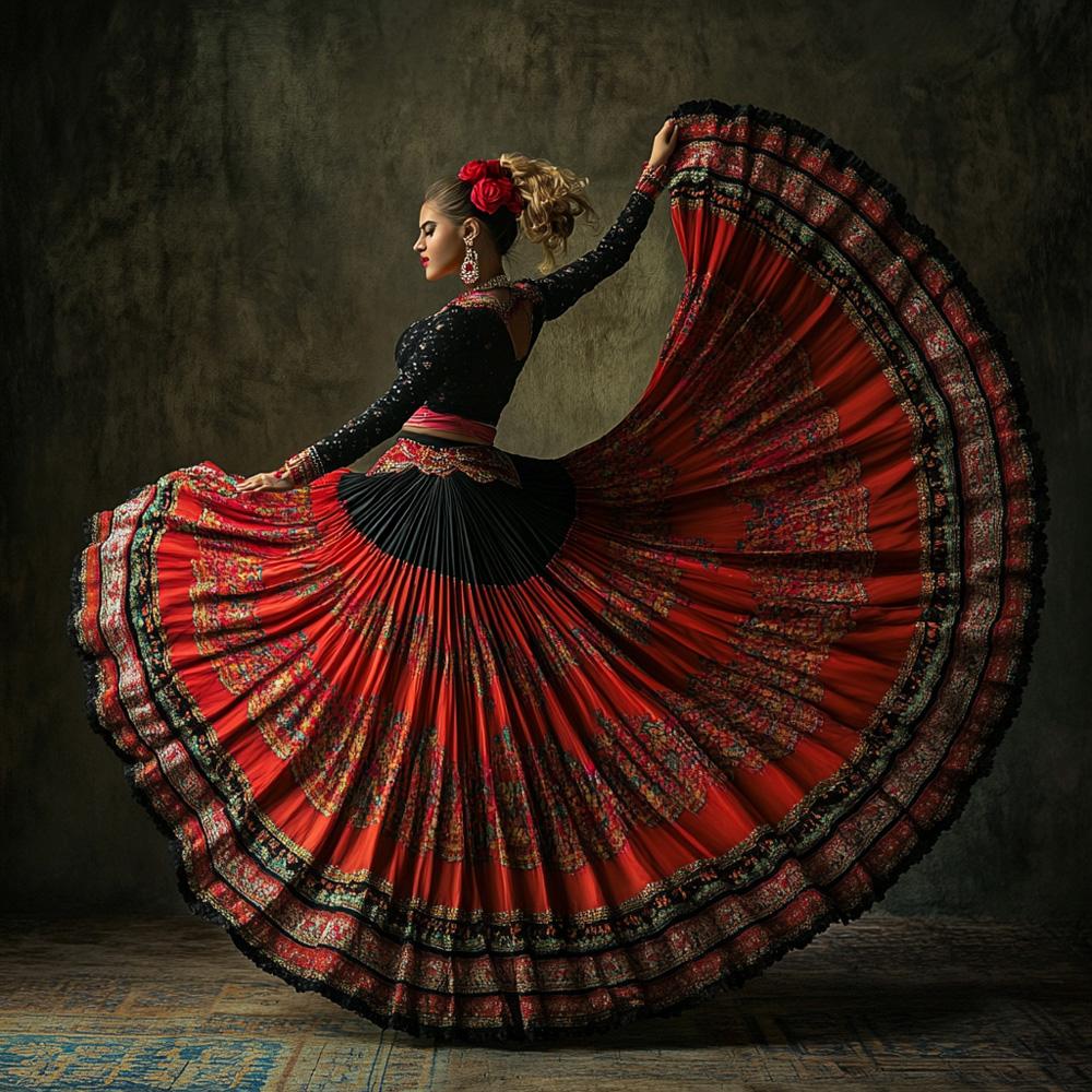 Full Circle Skirt X Vintage Red - Belly Dance Art Download